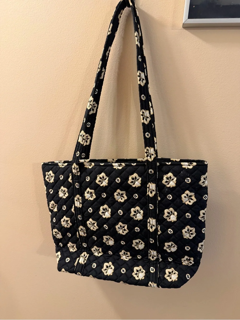 Vera Bradley New Orleans Saints Quilted Black Floral Tote Bag